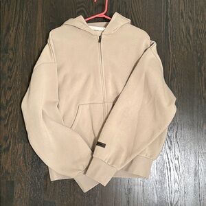 Essentials Beige Zip Up Sweater